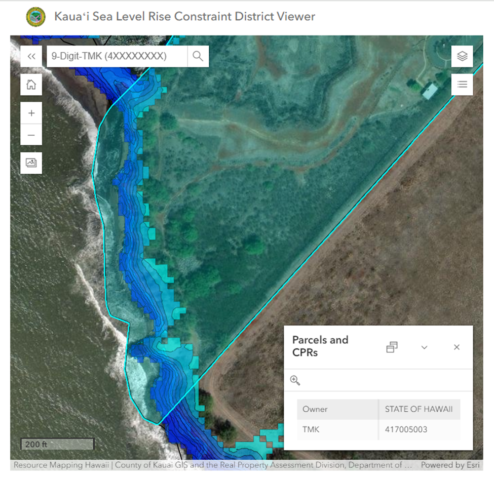 Topographical map with land and water