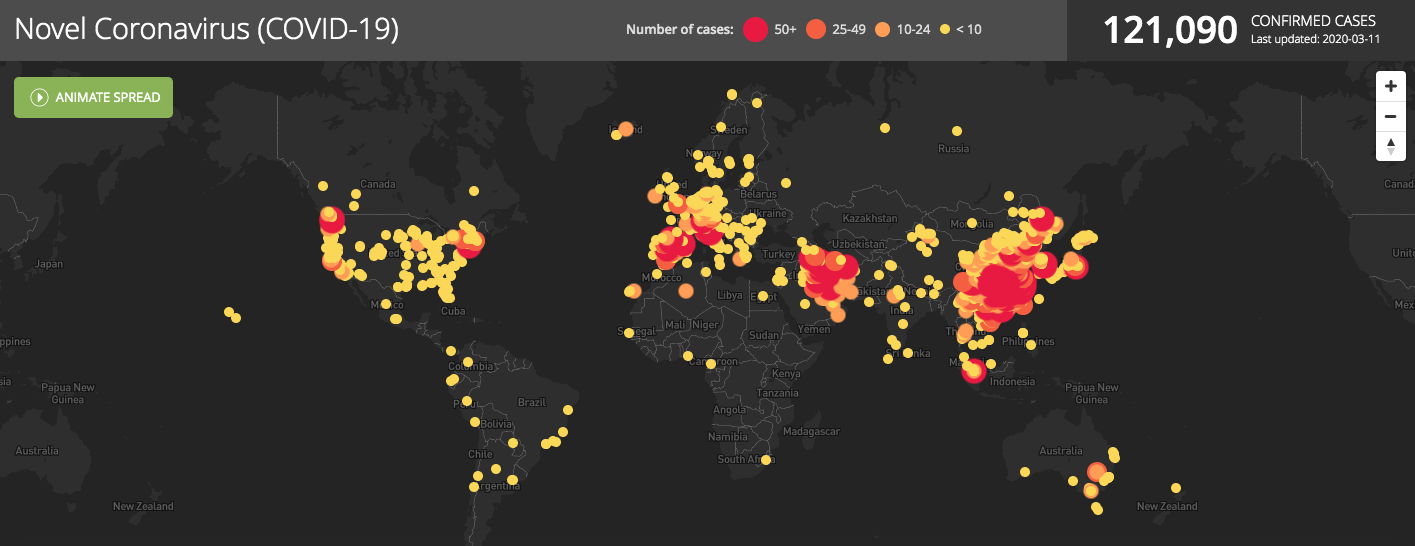 Heat map of globe