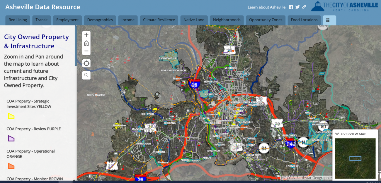 Screenshot of map of city owned property and infrastructure