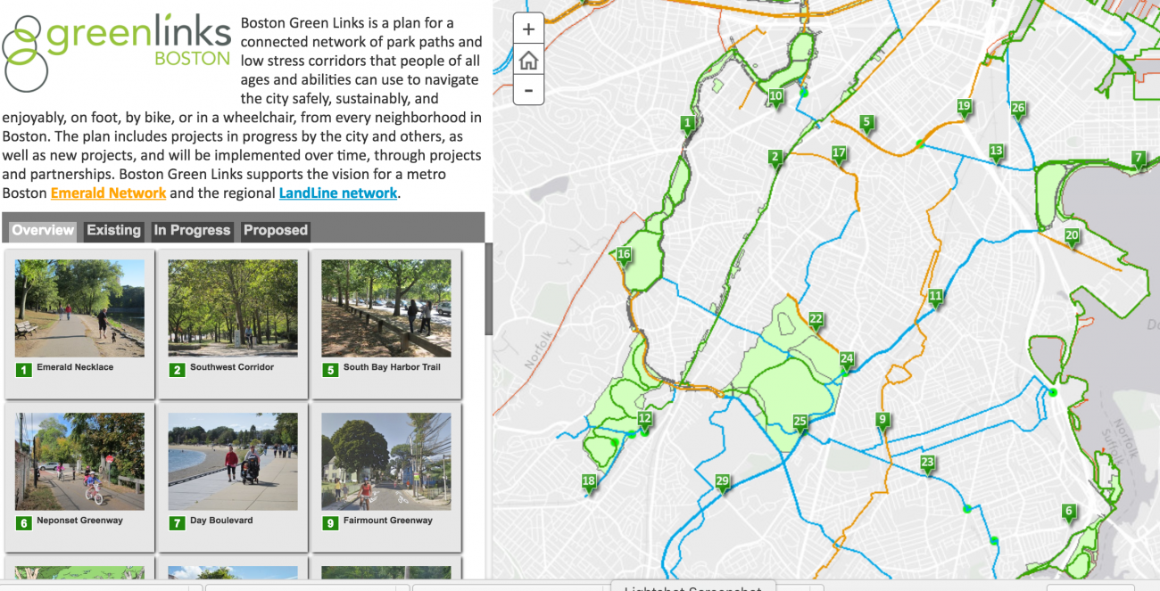 Boston GreenLinks Map