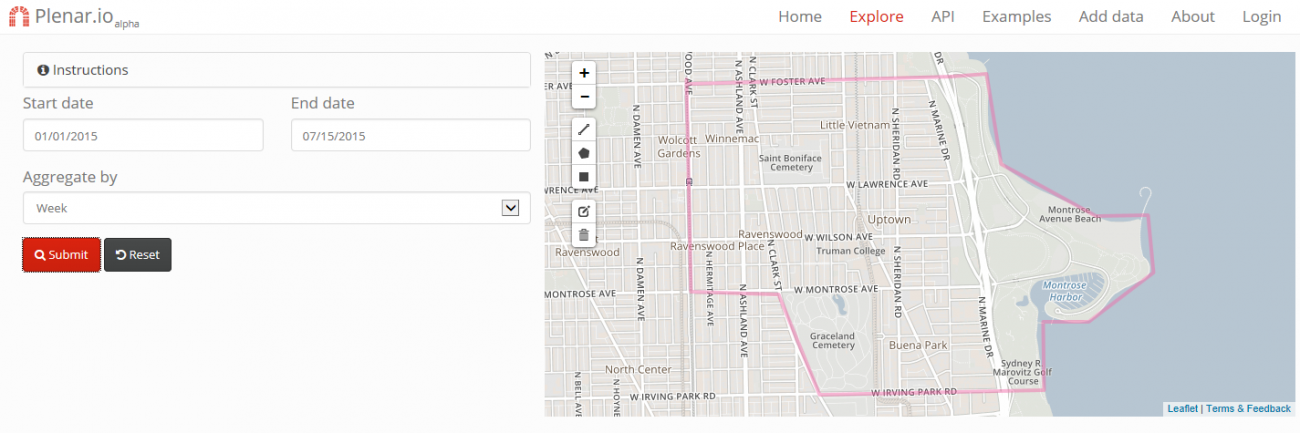 Screenshot showing a polygon around an area of Chicago