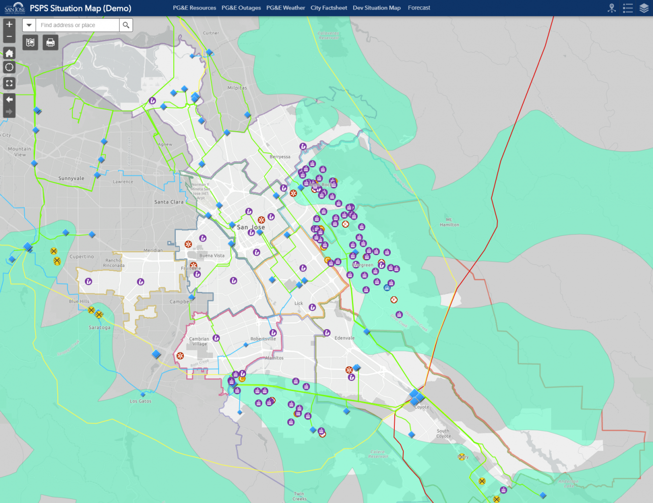San Jose map with polygons