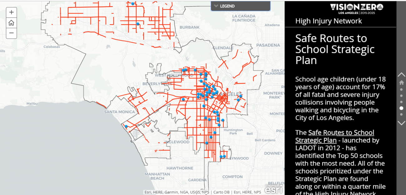 Screenshot of map with Safe Routes to School Strategic Plan