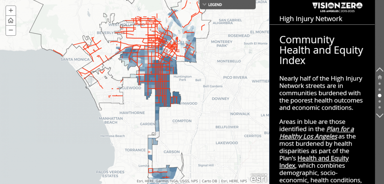 Screenshot of Los Angeles Community Health and Equity Index map