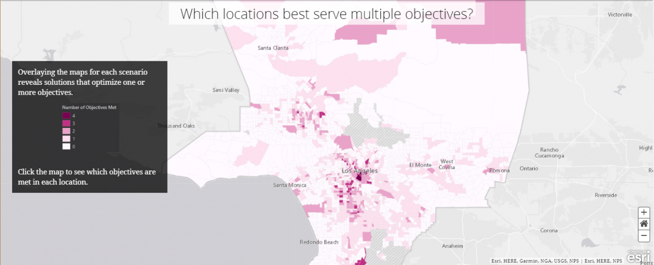 Map showing overlays of serving multiple objectives
