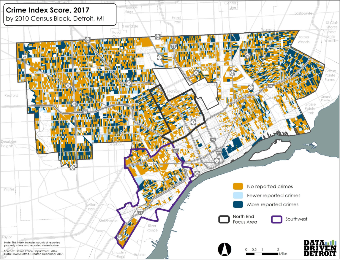 Screenshot of map with Crime Index Score in 2017