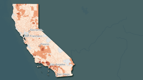 State of California with orange heat mapping