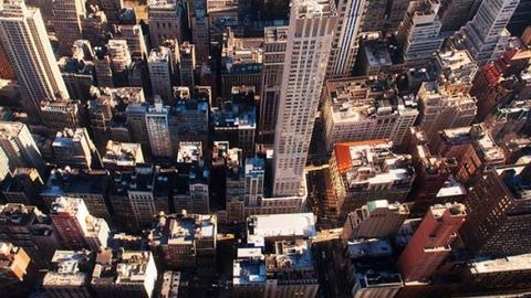 birds eye view of big city buildings