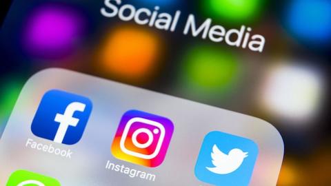 social media icons on phone
