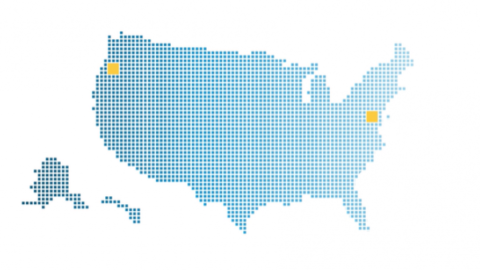 Decorative dot map of US