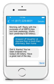 Example of chatbot texting for MBTA study
