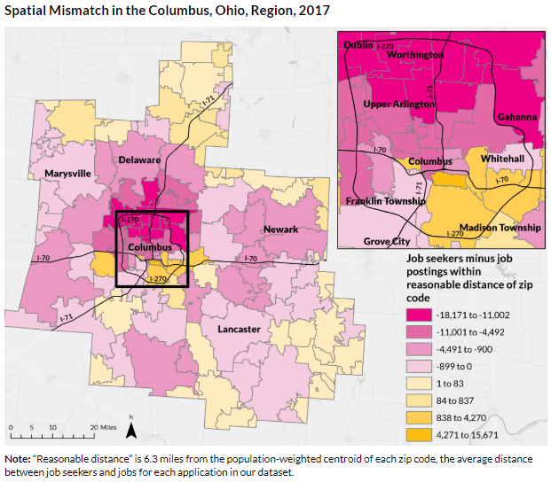 Spatial mismatch with jobs in Ohio