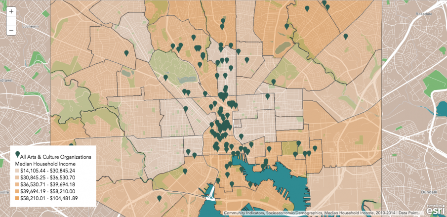 Baltimore's Arts and Culture Organizations Median Household Income