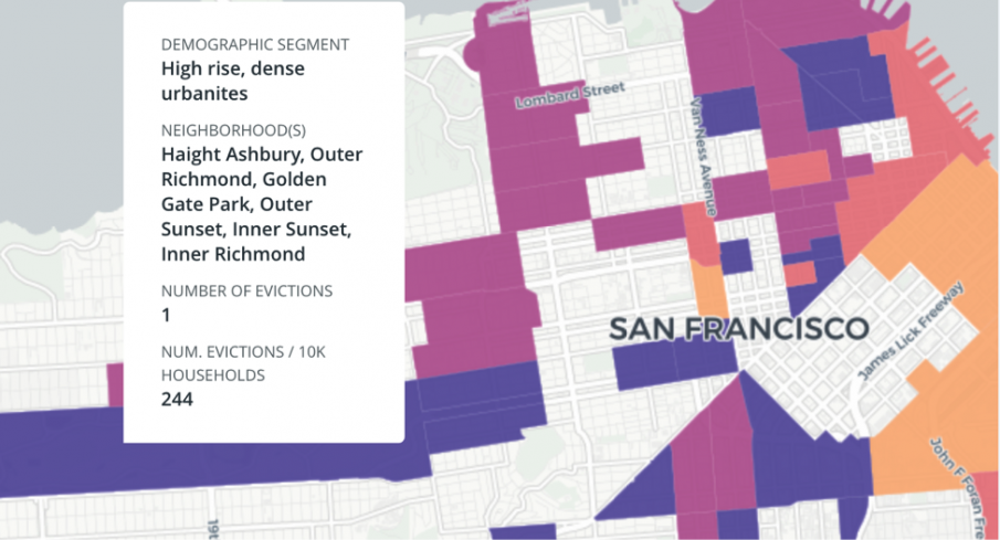 Map Describing High rise, dense urbanities of San Francisco