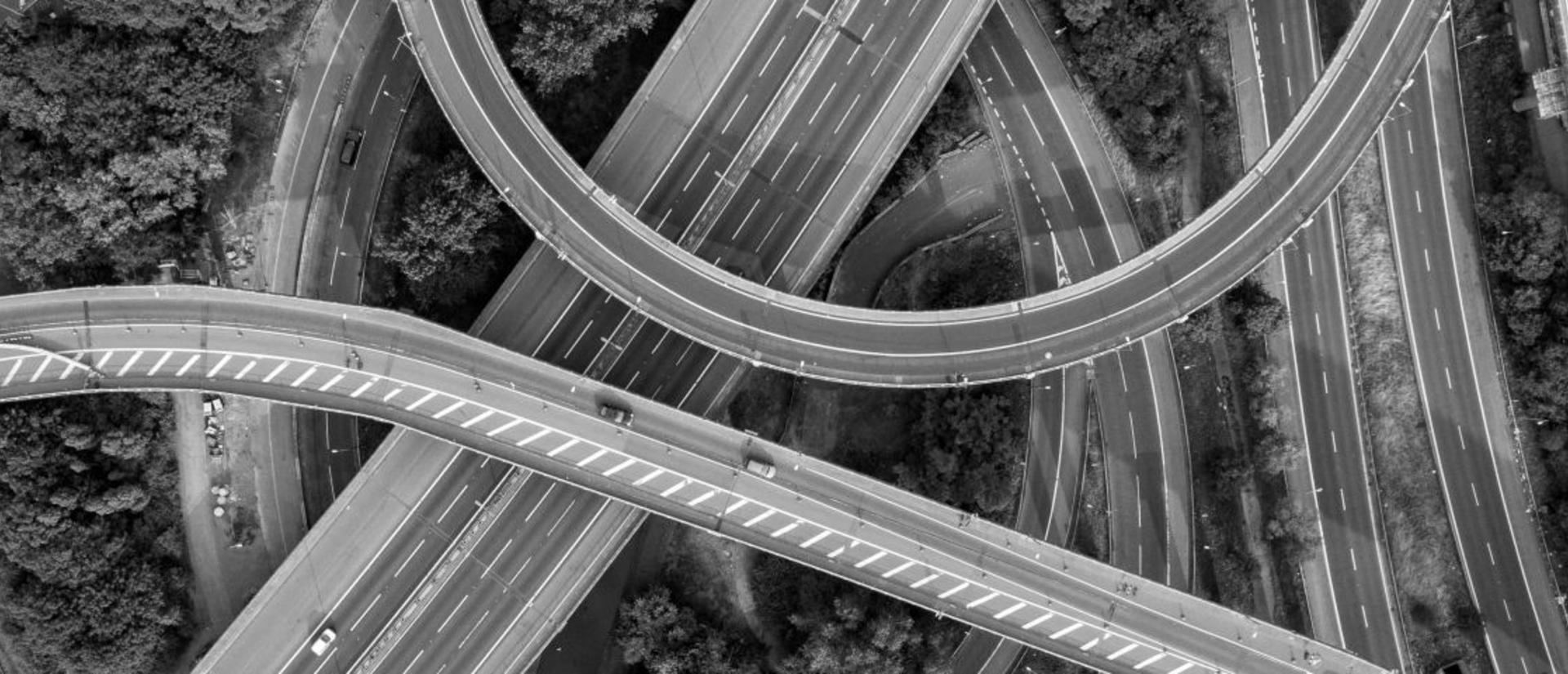 Highway intersections and off/on ramps from above