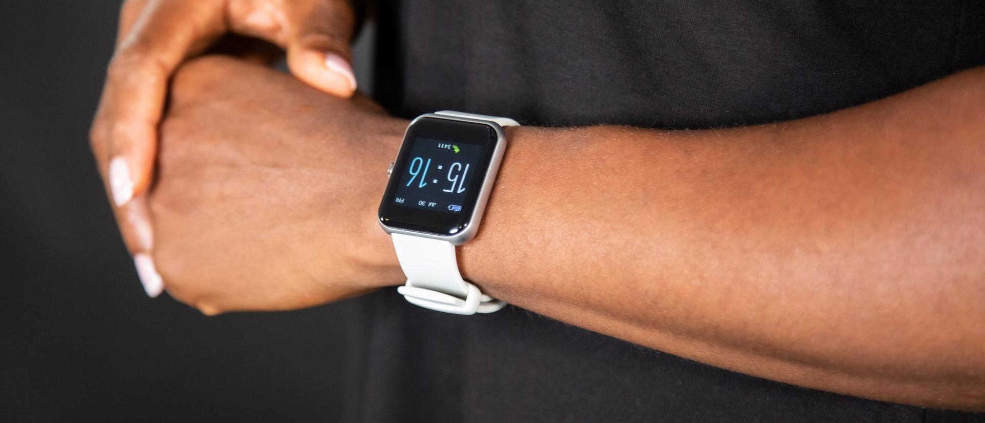 Apple watch close-up on a wrist