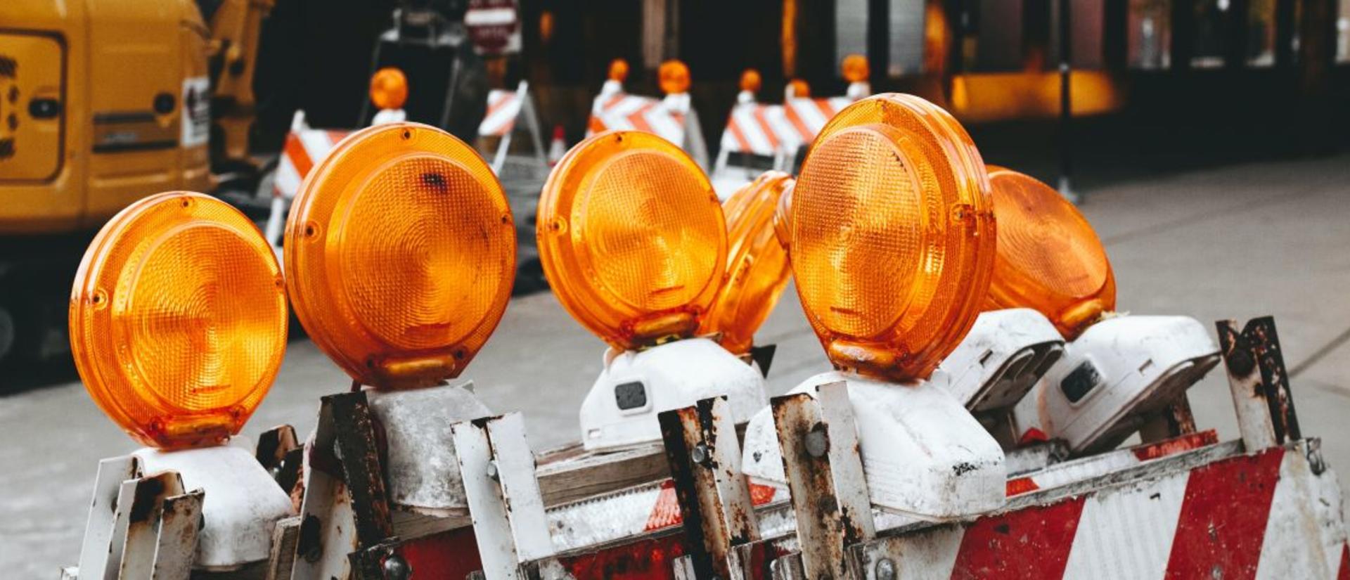 Construction cones on street