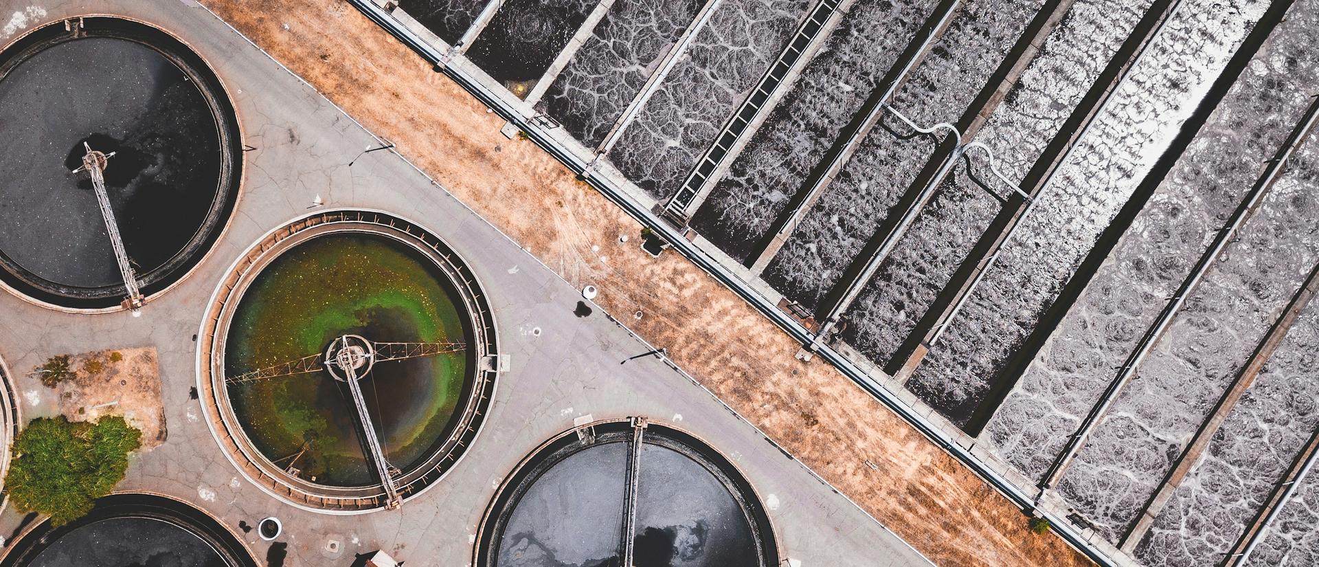 Aerial view of a water treatment facility