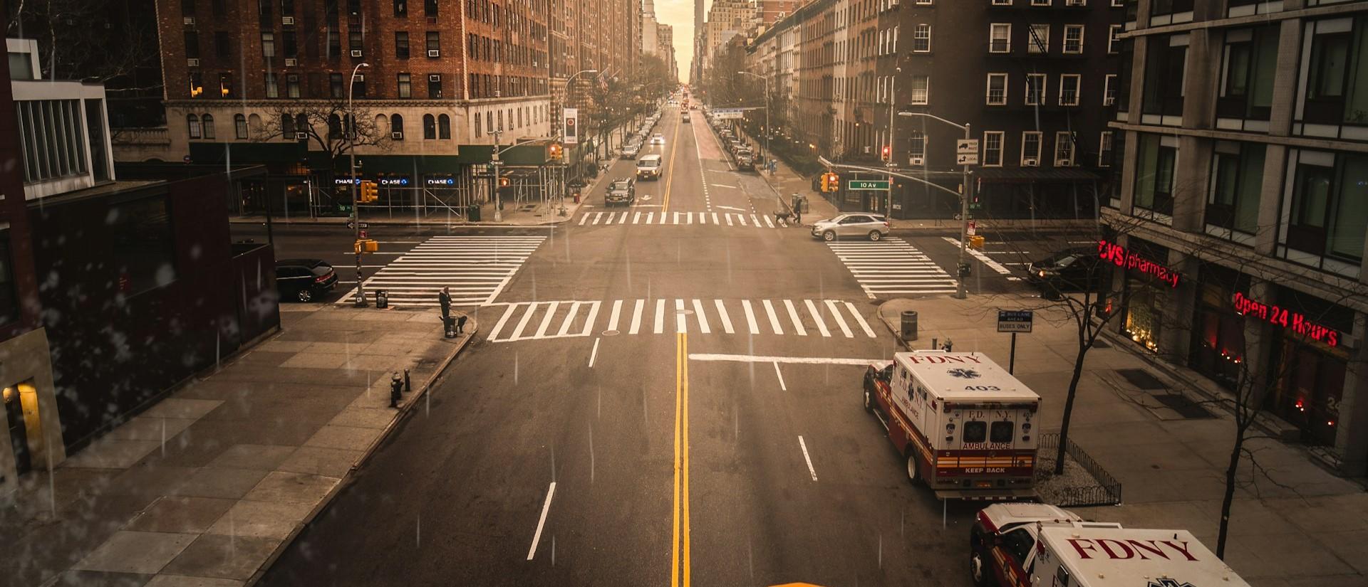 City street early in morning
